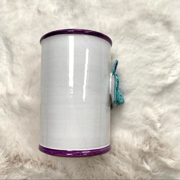 Italian Ceramic Utensil Holder Crock Handmade Rustic Farmhouse Style - Picture 6 of 9